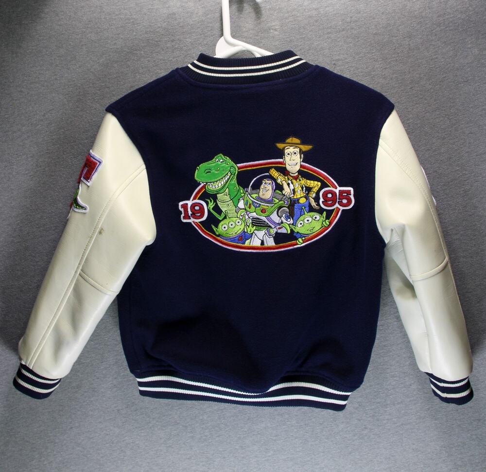 VTG 1995 Disney Store Toy Story Letterman Jacket Youth M 7/8 Varsity Woody Buzz